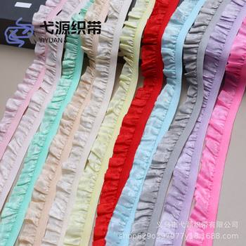 1.5cm One-Way Ruffle Trim, Cross-Border Colorful Elastic Lace Trim, 1.0cm Pleated Ruffle Trim Accessories