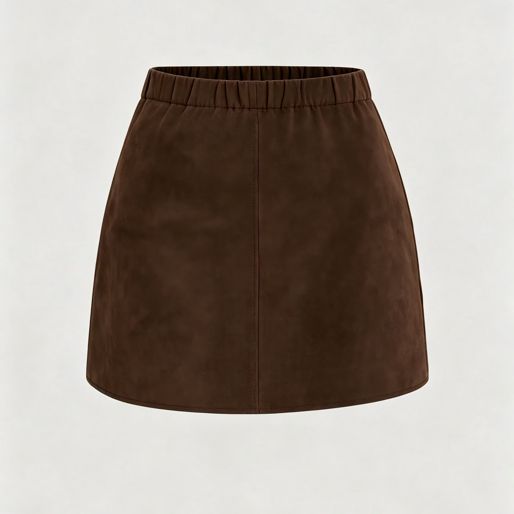 High Waisted Suede Skirt Solid Color Decorative Details Fashionable Design Womens Apparel for Casual Occasions