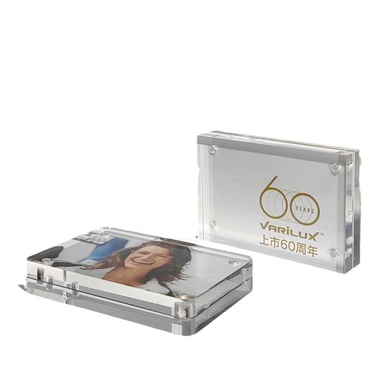 Acrylic high transparent crystal photo frame strong magnetic table card double-sided display vertical photo postcard storage table