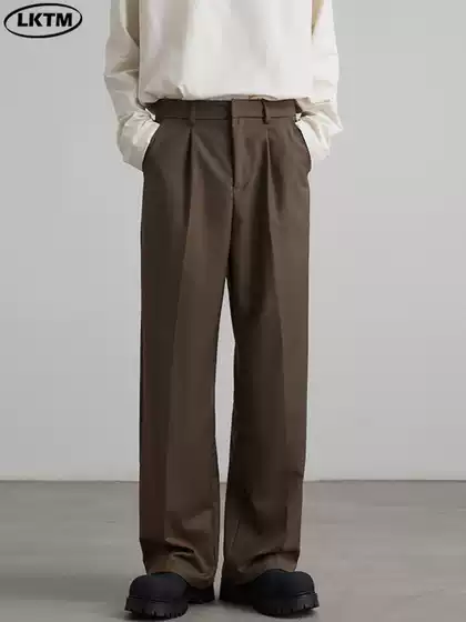 LKTM Men's Wear# Korean Style Retro Simple Pleated Pants Men's and Women's Trendy Brand Wide Leg Relaxed Pants for commuter Casual Pants