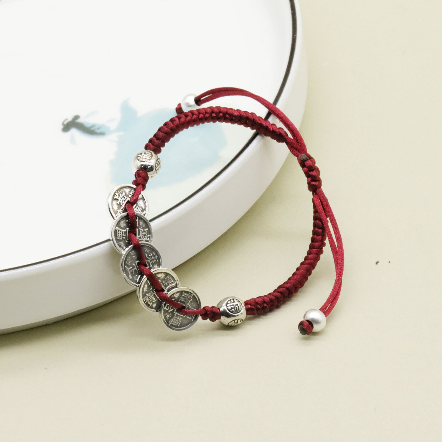 2025 this year of fortune rolling red hand rope black rope national style bracelet factory straight hair wholesale