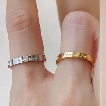Titanium steel ring niche high-level luxury non-fading cross-border ins style personality retro cool Foever Love