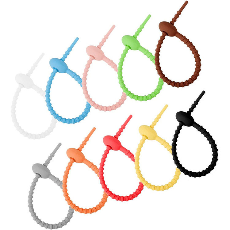 215mm Tadpole Self-locking Data Cable Silicone Cable Strap Storage with DIY Keychain Jewelry Blind Box Trendy Pendant
