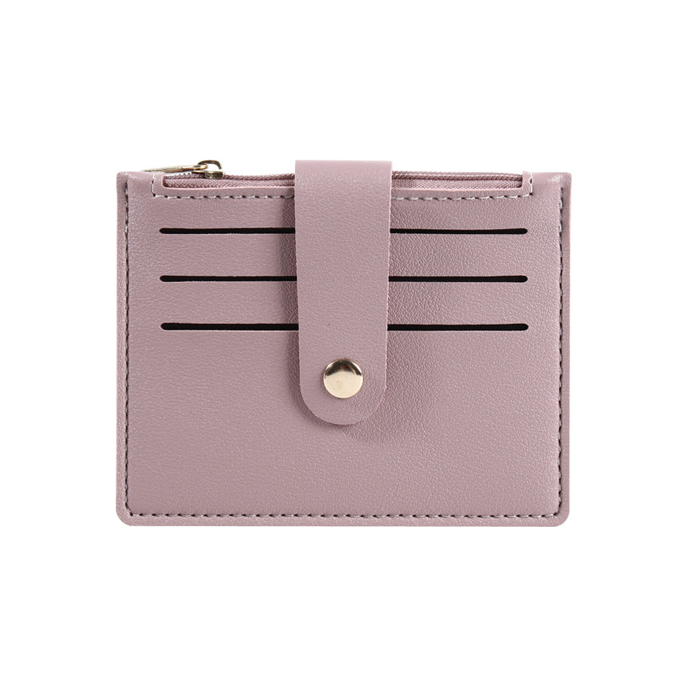 Small Card Holder, Thin Document Holder, Women's Ultra-Thin Coin Purse, Solid Color Buckle Zipper, Driver's License Integrated Student Card Holder