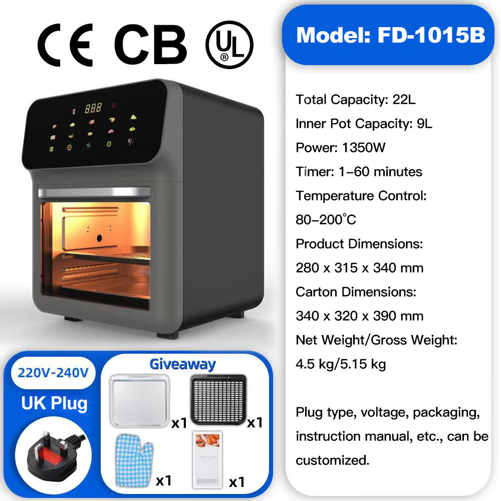 外贸出口加大容量空气炸锅智能触屏无油薯条机家用多功能电炸锅