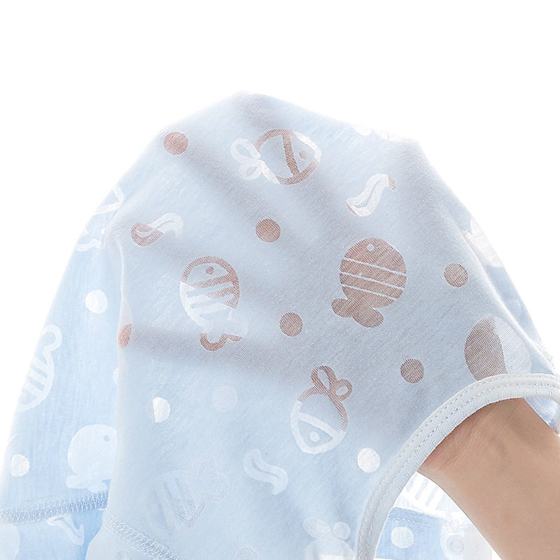 Baby Jumpsuit summer thin men's and women's short-sleeved closed crotch romper newborn clothes summer pajamas