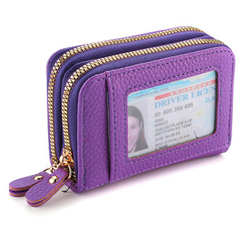 Card bag ins women's coin purse simple high-level large-capacity card bag women's double zipper organ card bag wholesale