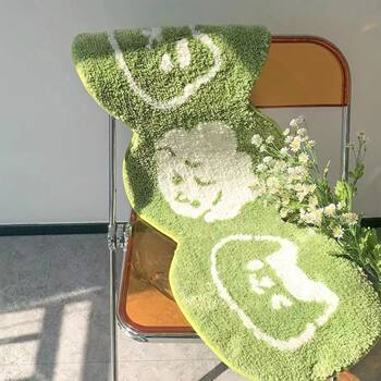 Daifa Cute Fresh Flocking Carpet Simple Living Room Non-Slip Coffee Table Carpet Bedroom Bay Window Pad Special-Shaped Bedside Carpet