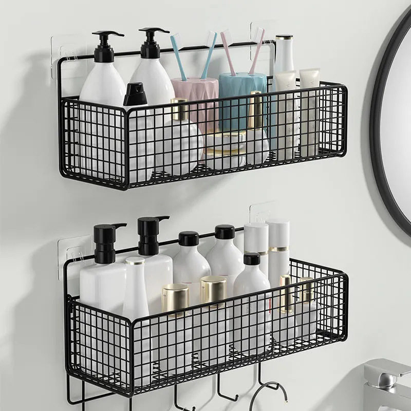 No-Drill Wall-Mounted Storage Rack, Bathroom Wall-Mounted Organizer, Dormitory Bedside Wall Storage Rack