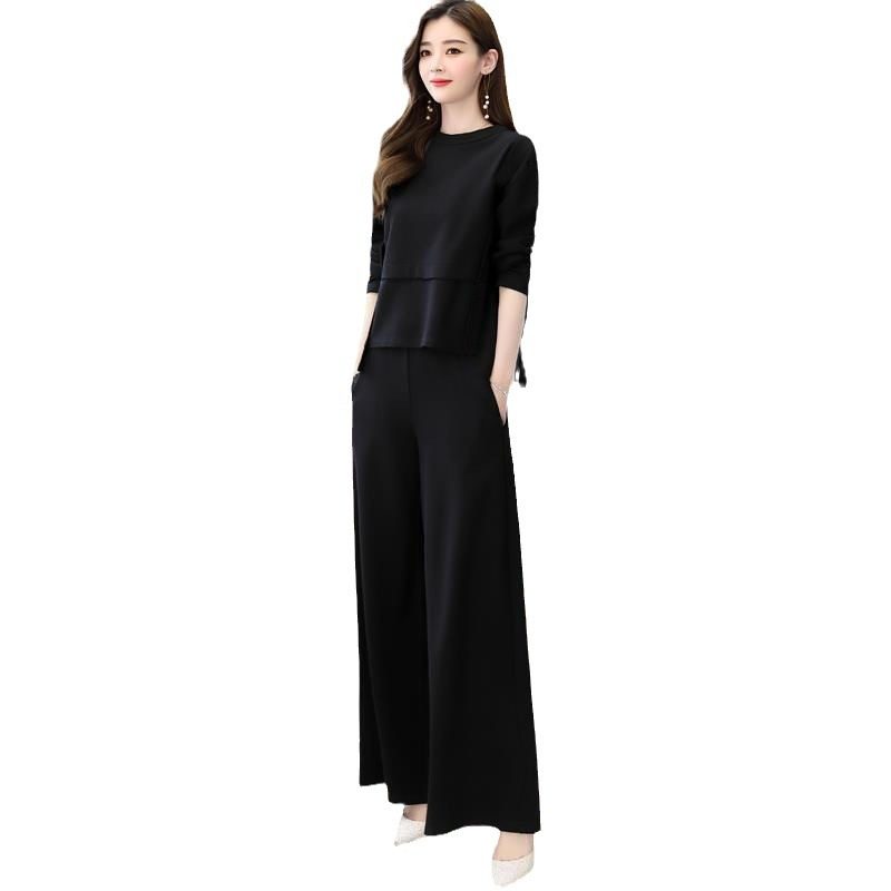 plus size Autumn Age-reducing Slimming suit Southeast Asian New Fashionable Two-piece Western Style Elegant Wide-leg Pants for Women