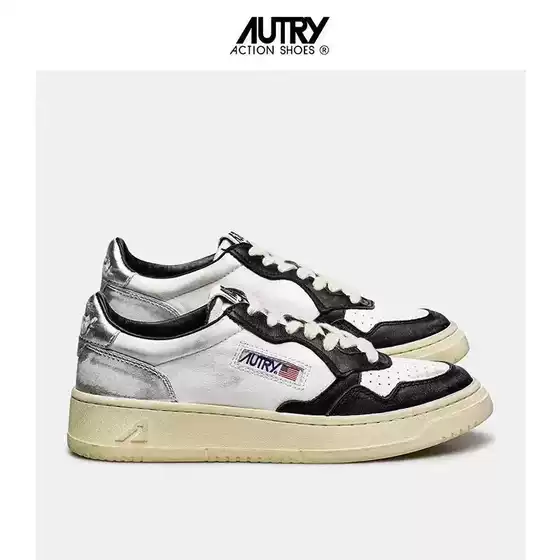 Autry2025 Black and White Dirty Shoes, Old Retro Niche Sneakers, Classic Trendy Brand Men's and Women's Panda White Shoes