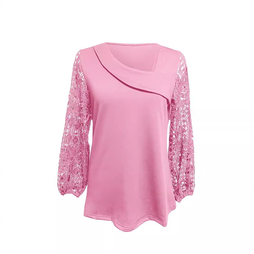 Elegant Hollow Lace Long Sleeve Top for Women Fashionable Design Perfect for Autumn and Winter Wholesale Available
