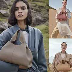 POLENE Top Layer Cowhide Dumpling Bag French Niche Single Shoulder Crossbody Bag Handbag Women's Niche Simple Cloud Bag