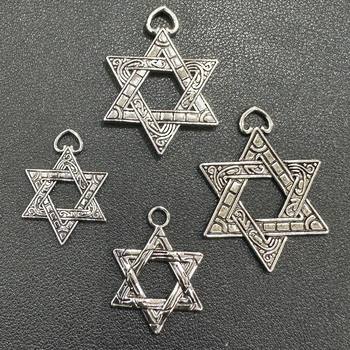 Necklace men's Korean fashion pendant student couple six-pointed star personality trendy jewelry sweater chain pendant wholesale