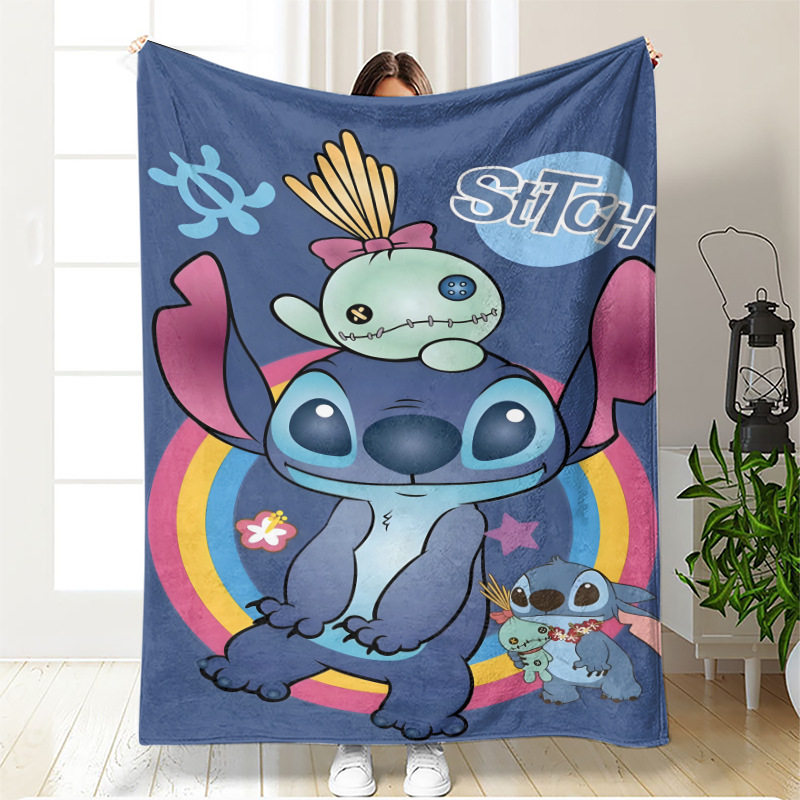 Cross-Border Foreign Trade Lilo and Stitch Flannel Blanket Cartoon Stitch Sofa Blanket Nap Blanket
