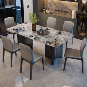 Light Luxury Marble Dining Table Modern Simple Rectangular Household Dining Table and Chair Combination Small Apartment Oreo Gre