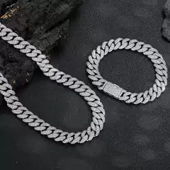 European and American Cross-Border New Necklace 12mm Bubble Full Diamond Zircon Jewelry Men's Hip-Hop Trendyy Necklace Hiphop Chain