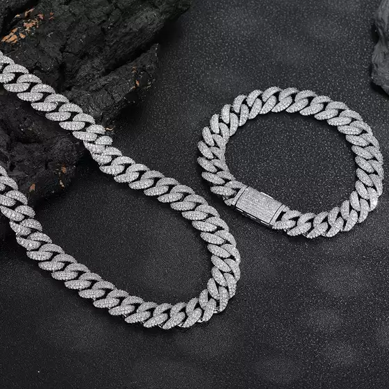 European and American Cross-Border New Necklace 12mm Bubble Full Diamond Zircon Jewelry Men's Hip-Hop Trendyy Necklace Hiphop Chain