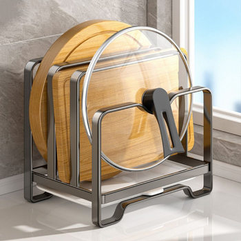 Wholesale New Kitchen Storage Rack Countertop Multi-Functional Household All-In-One Pot Lid Rack Cutting Board Rack Chopping Board Drain Storage