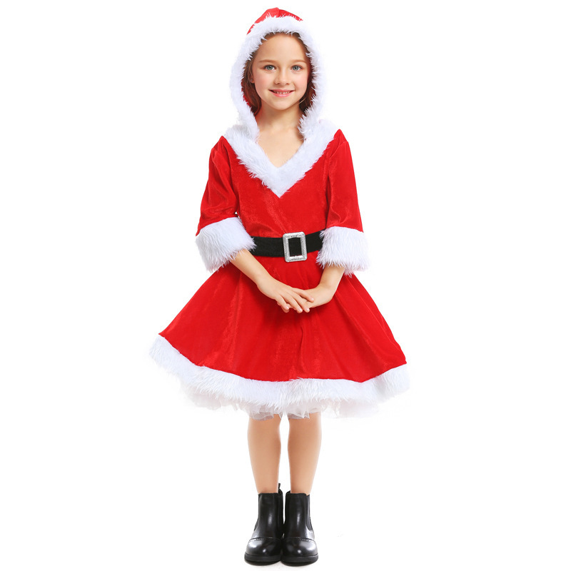 Christmas girls cos red Santa Claus puffy dress