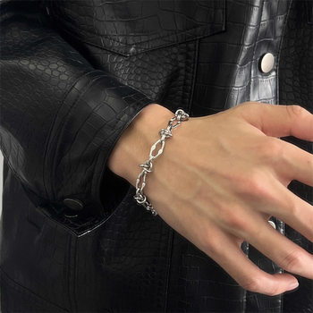 Europe and the United States hot new stainless steel knotty chain personalized trend titanium steel handmade chain niche jewelry thorns bracelet