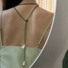 French Niche Emerald Green Pointed Crystal Natural Baroque Pearl Necklace Women's Ins High-end Multi-use Long Chain