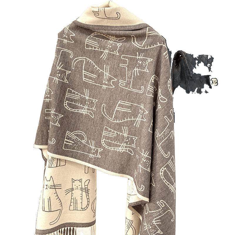 Summer Air-Conditioned Room Shawl, Spring & Fall Outer Wear, Women's Office Nap Blanket, Imitation Cashmere Scarf, Women's Cervical Spine Protection