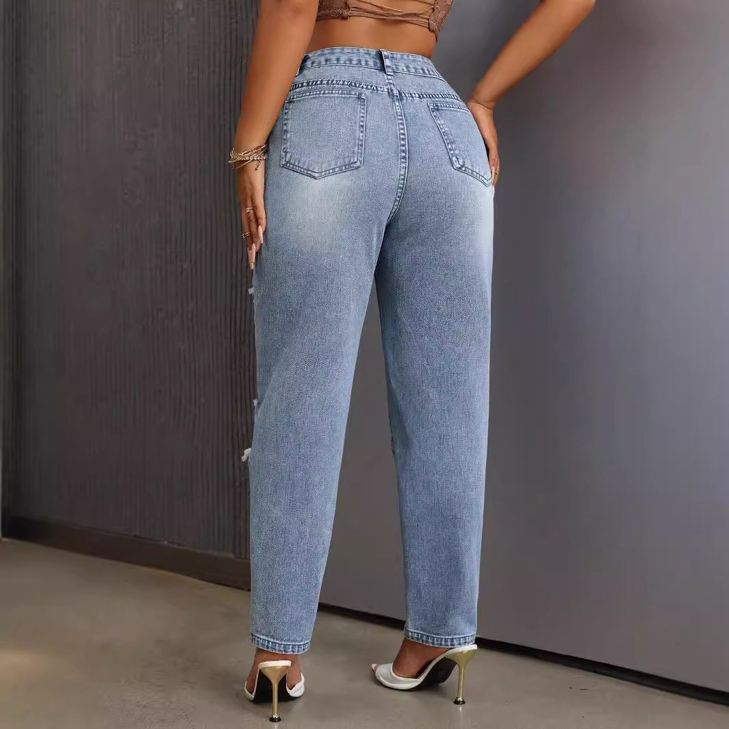 Womens Slim Fit Ripped Jeans Versatile Stylish Comfortable Casual Wear for Everyday Use Ready to Ship