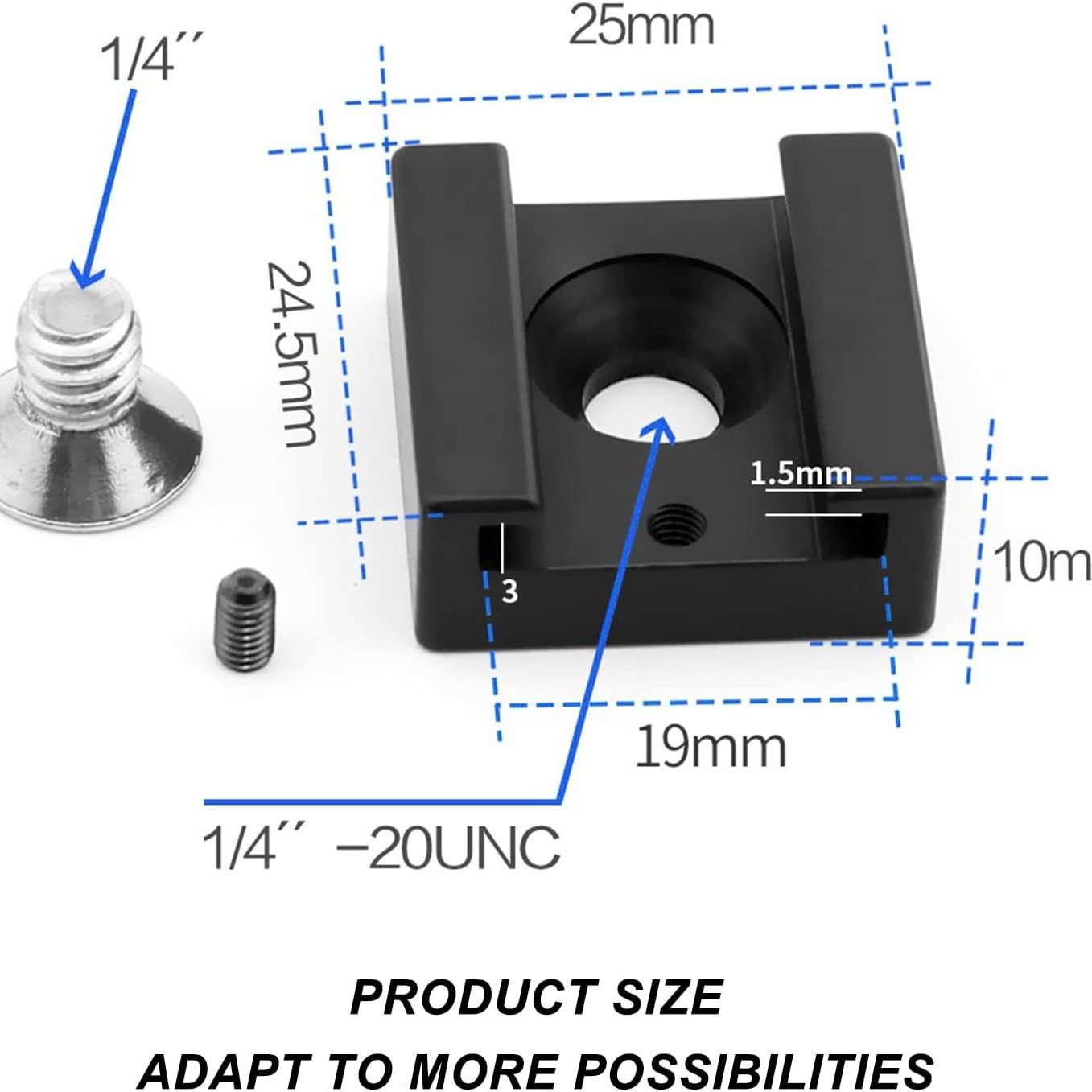 SLR photography sports camera hot shoe retrofit 1/4 hot shoe connector dog cage bracket hot shoe holder