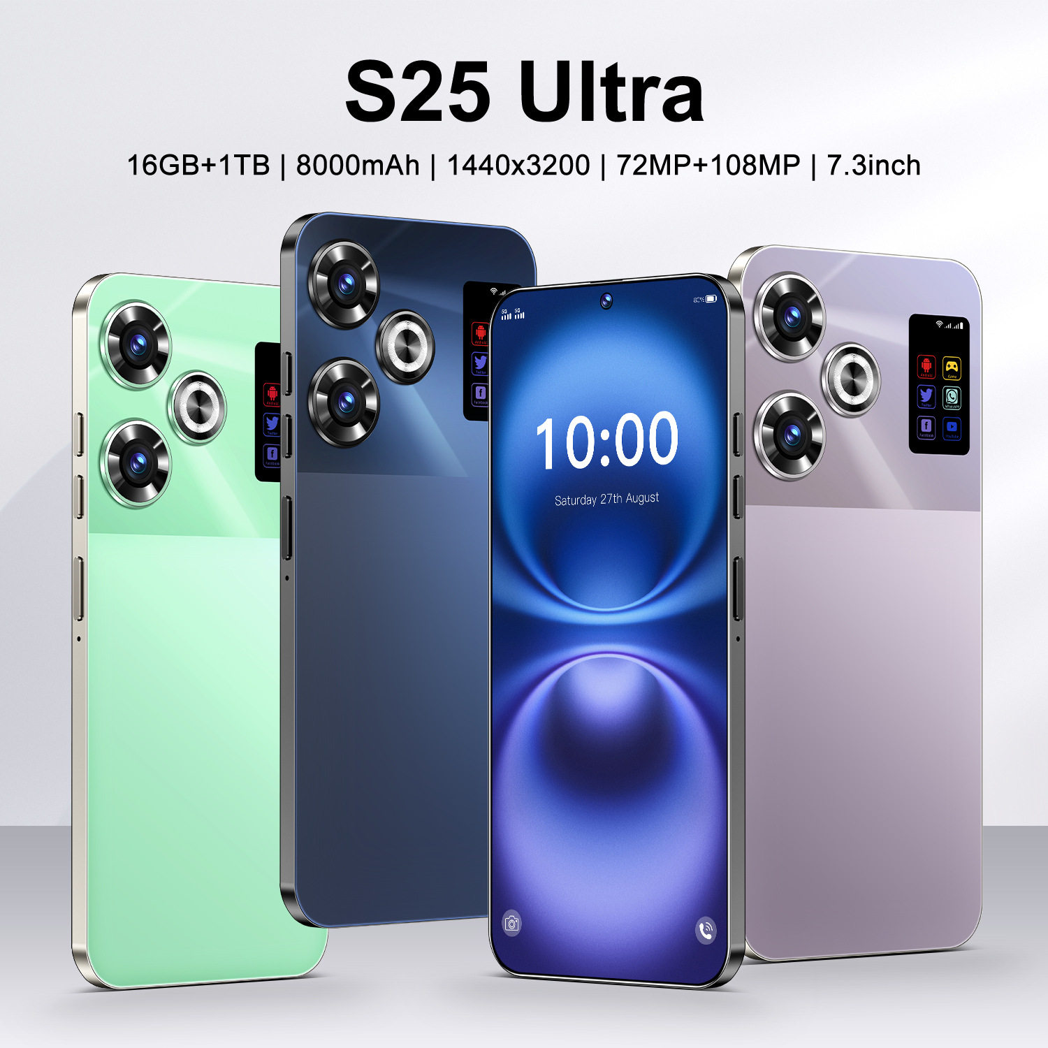 S25Ultra Cross-Border Smartphone 7.3 Large Screen Android All-In-One Machine 16+1t Mobile Phone Factory Price (Highly Hot Model)