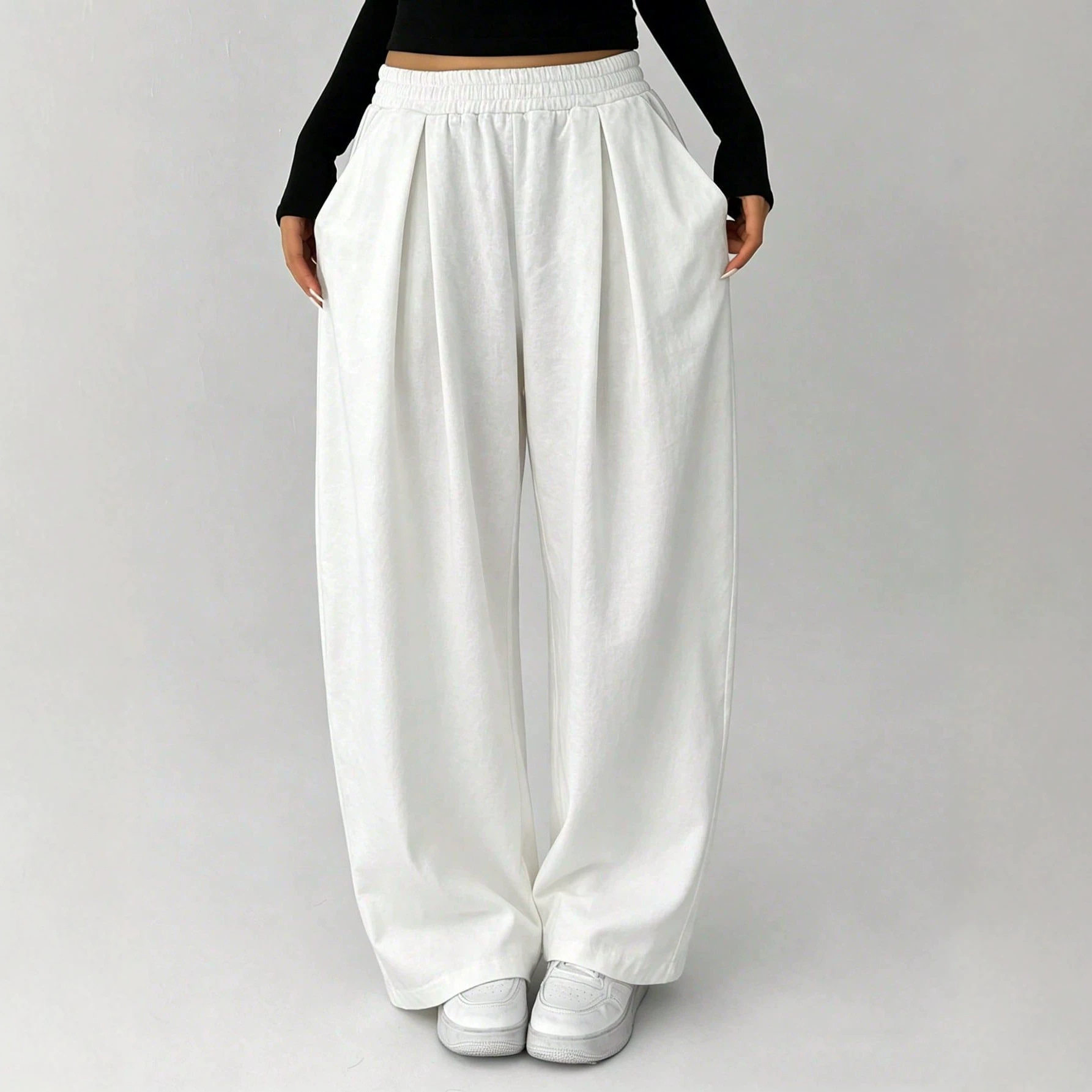 Lightweight Womens Casual Loose Fit Trousers Elastic Waist Versatile Style Summer Wear Ready to Ship