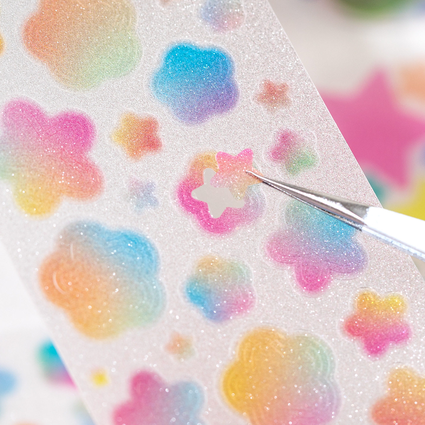 Patterned Pet Die-Cut Tape with Colorful Dreams, Heart Stars, Versatile Planner DIY Decoration Stickers