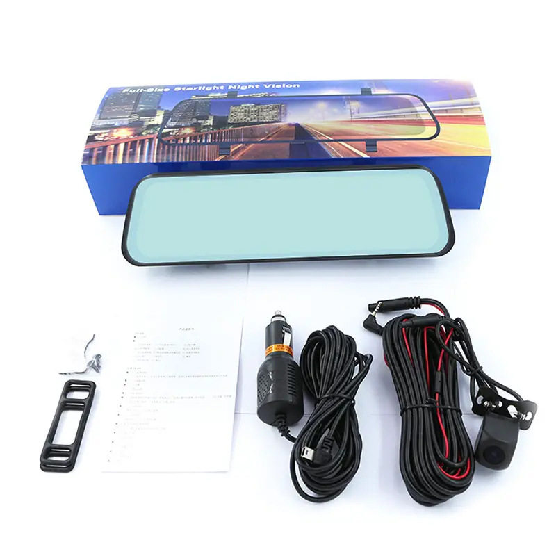 Streaming media rearview mirror driving recorder 10 inch full screen touch HD night vision front and rear dual lens reversing image