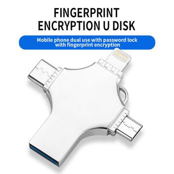 Cross-Border Wholesale Cross-Shaped Metal Phone 4-in-1 USB Flash Drive Phone USB Flash Drive Type-C Gift USB Flash Drive 1Tb Car Drive