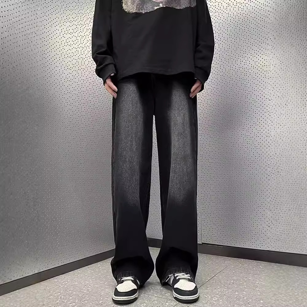 Straight jeans men's spring and autumn 2024 new style washed old loose pants American retro autumn and winter wide-leg pants