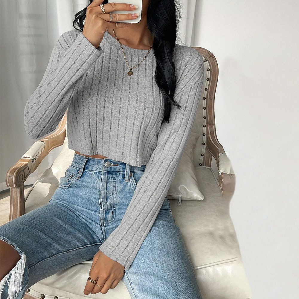 Casual Womens T Shirt Short Cropped Style Solid Color Simple Design Spring Summer Commuter Wear Wholesale Available