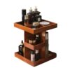 Cosmetics Storage Box 360-Degree Rotating Dressing Table Layered Organizer Desktop Lipstick Wooden Skin Care Product Storage Rack