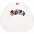 E528ss21 supreme stacked crewneck colorfulembroiderwhite