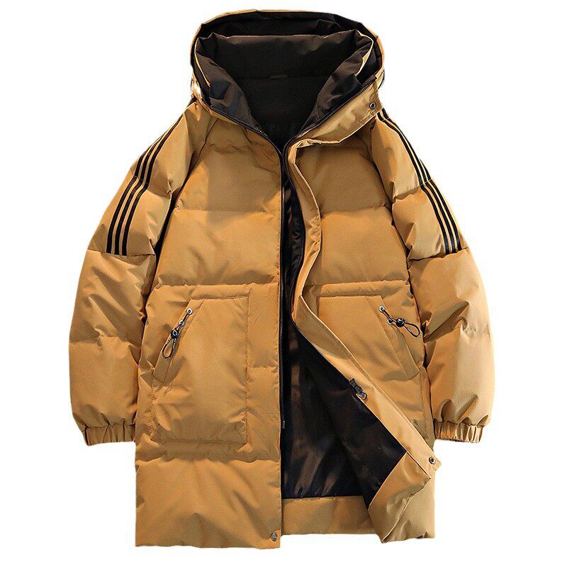 NASA Down Jacket Men's Mid-length Winter Loose Hooded Korean Fashionable Thickened Warm Windproof White Duck Down Jacket