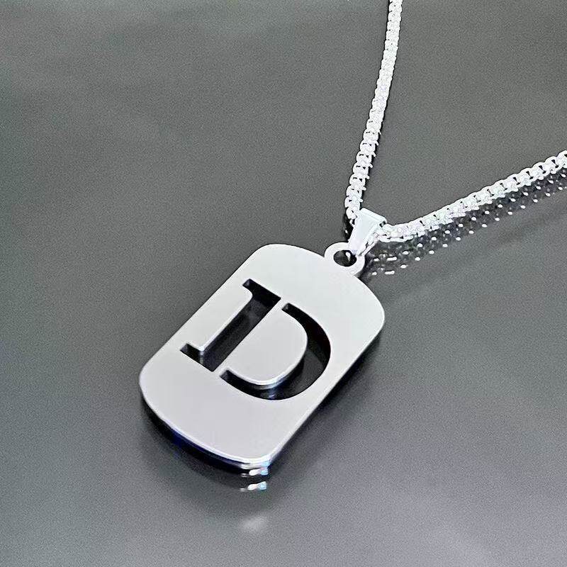 English 26 Letter Necklace Titanium Steel Necklace Male and Female Student Couple Clothing Accessories Niche Design Simple All-match Trendy