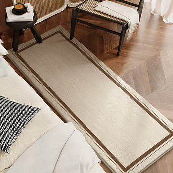 High-End Solid Color Faux Cashmere Bedside Rug with Non-Slip Cotton Base, Household Carpet That Is Stain-Resistant and Easy to Maintain, Suitable for Balcony and Bay Window