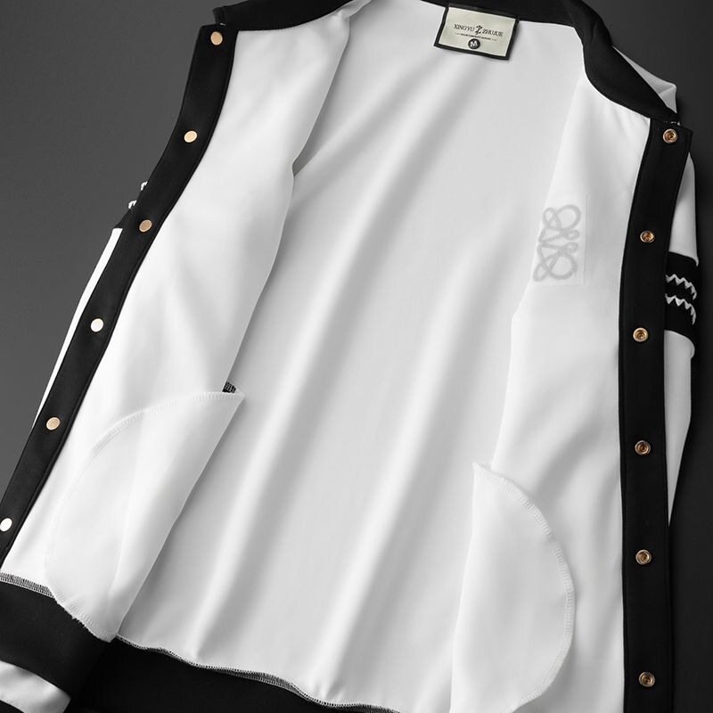 感休闲套装男装一套搭配帅气衣服春秋潮牌撞色开衫卫衣两件套