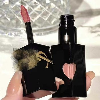 [High-Quality Supply]Saint Luo's Heart-Shaped Lip Glaze Embossed Black Tube Velvet Luxury Brand Mirror Lip Glaze Lipstick 416.61