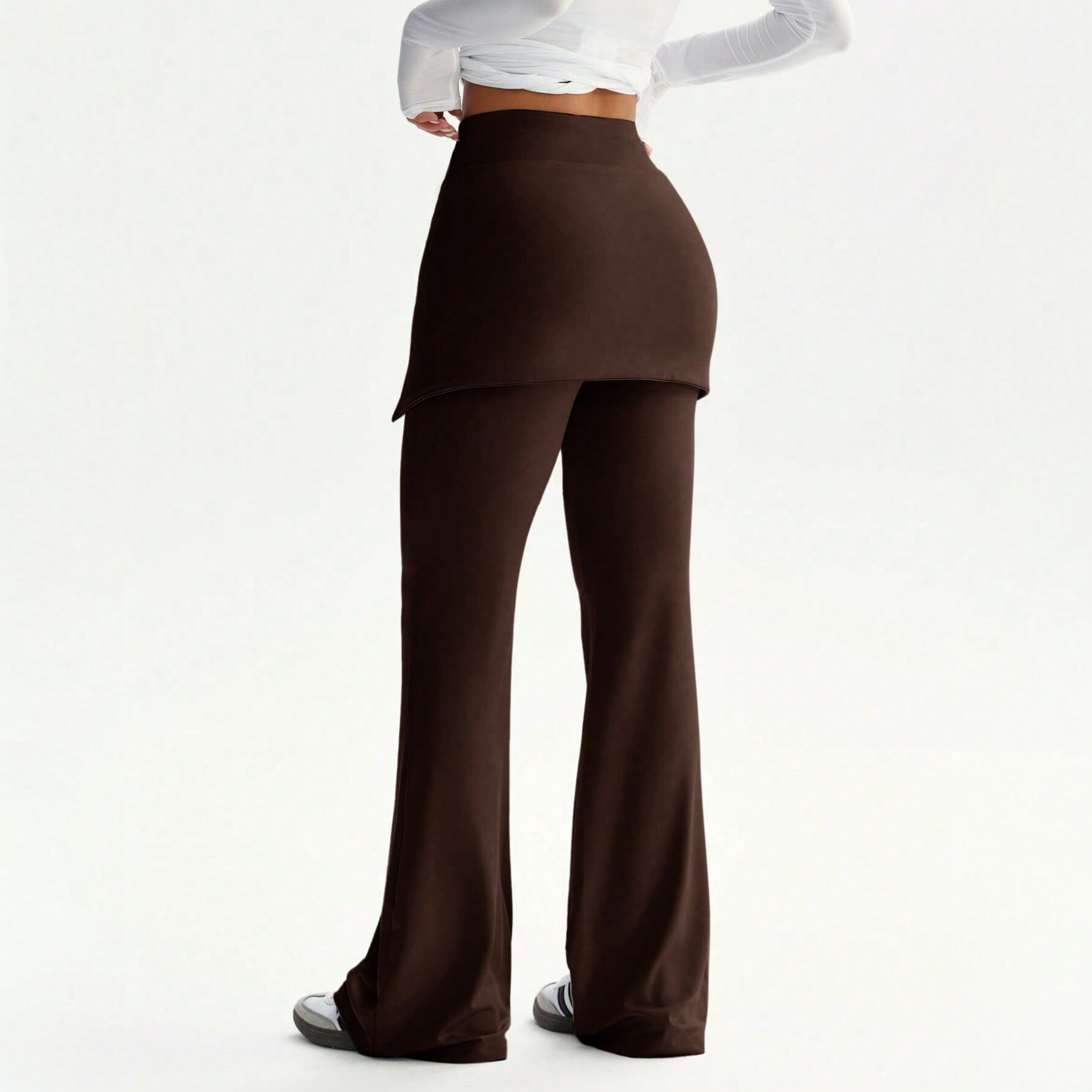 High Waisted Flare Pants for Women Two Piece Design Tie Waist Irregular Skirt Style Slim Fit Casual Wear