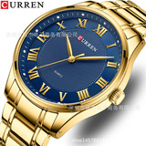 CURREN 8409 модные повседневные мужские часы со стальным ремешком, мужские водонепроницаемые деловые кварцевые часы, мужские часы