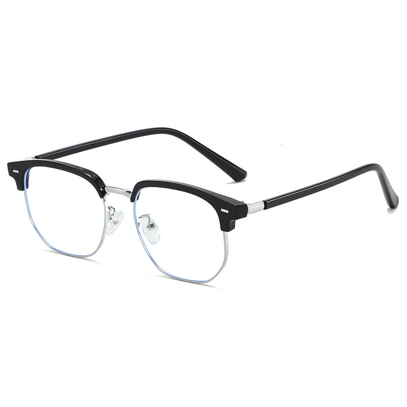Little Red Book Same Style Eyebrows Metal Short-sighted Eye Frame Women's Available Power Round Face Half Frame Men's Eye Frame Korean Style Fashionable