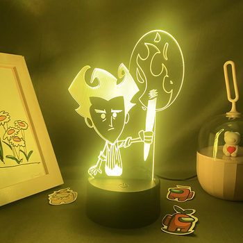 Action ADventure Survival Game the Hunger Figures Wilson 3D Acrylic Night Light Crack Remote Control Base