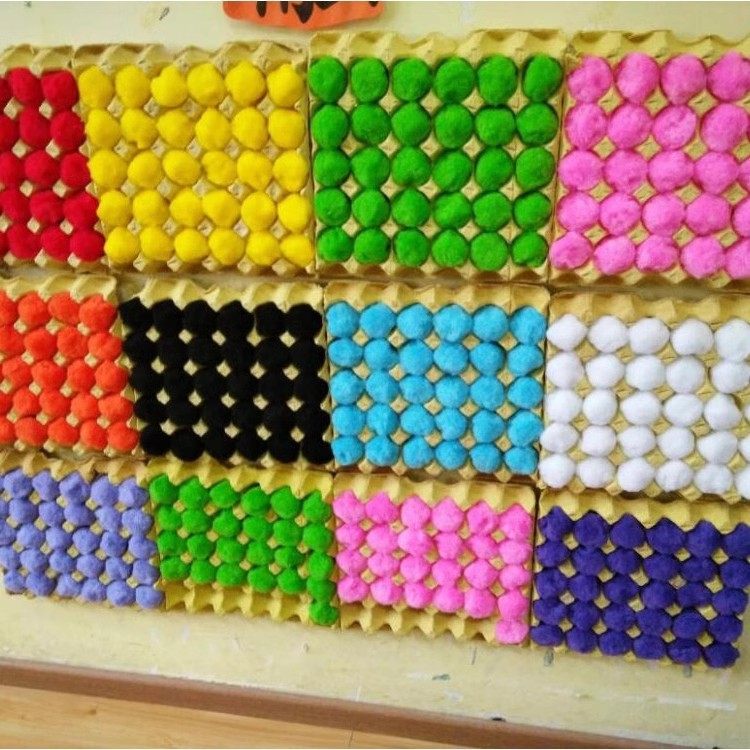 Egg tray fur ball 5cm fur ball color large pompon kindergarten diy early education construction educational area material