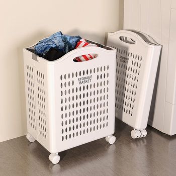 Foldable Dirty Clothes Basket Dirty Clothes Storage Basket Home Bathroom Bathroom Large Capacity Removable Dirty Clothes Basket with Wheels