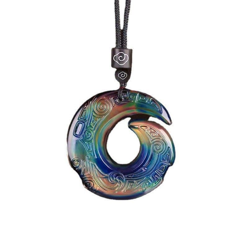 Temperature-sensitive color-changing safety buckle necklace for men and women can change color with body temperature pendant couple fashion pendant